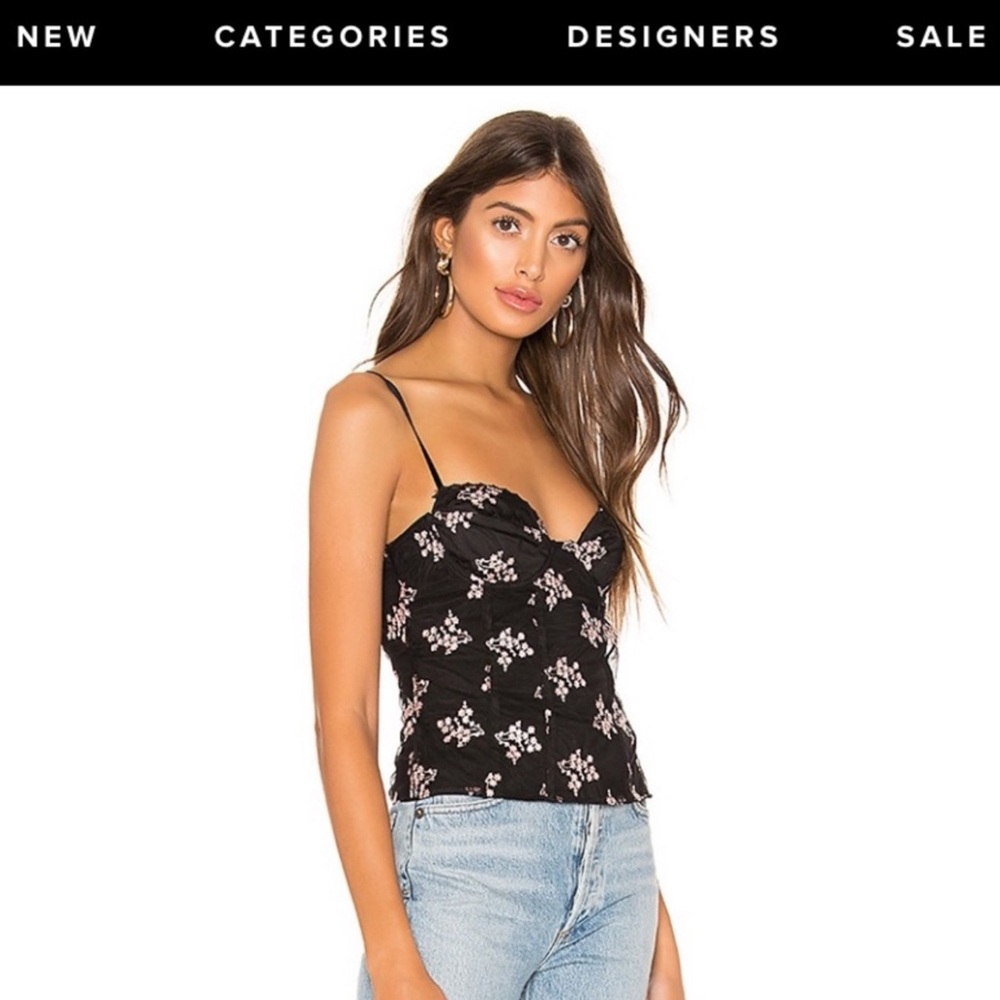 Majorelle Black Floral Bustier Corset Top XS